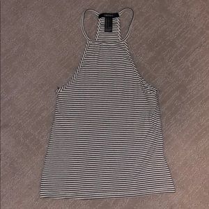 Striped high neck crop top